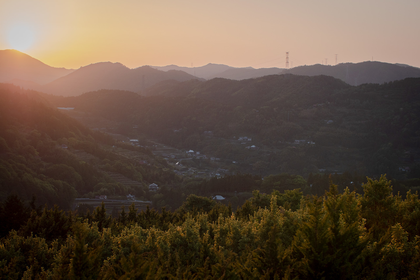 佐那河内村の夕暮れ